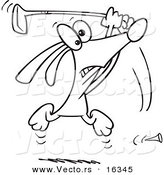 Vector of a Cartoon Golfing Dog - Outlined Coloring Page Drawing by Toonaday