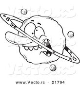 Vector of a Cartoon Goofy Planet - Outlined Coloring Page by Toonaday