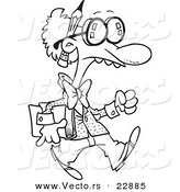 Vector of a Cartoon Goofy Professor - Coloring Page Outline by Toonaday