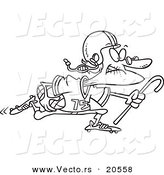 Vector of a Cartoon Granny Football Player - Coloring Page Outline by Toonaday