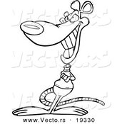 Vector of a Cartoon Grinning Rat - Outlined Coloring Page by Toonaday