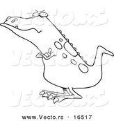 Vector of a Cartoon Grumpy Grumposaurus with Folded Arms - Outlined Coloring Page Drawing by Toonaday
