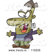 Vector of a Cartoon Halloween Frankenstine Being Scary by Toonaday
