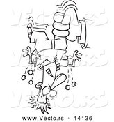 Vector of a Cartoon Hand Shaking Change from a Man's Pockets for Taxes - Coloring Page Outline by Toonaday
