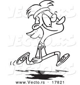 Vector of a Cartoon Happy Lady Jogger - Outlined Coloring Page by Toonaday