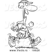 Vector of a Cartoon Happy Male Hiker - Outlined Coloring Page by Toonaday
