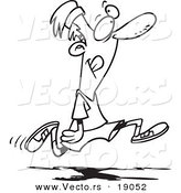 Vector of a Cartoon Happy Man Jogging - Outlined Coloring Page by Toonaday