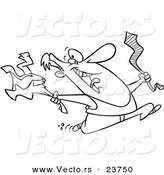 Vector of a Cartoon Happy Man Ripping off His Business Clothes for Spring Break - Coloring Page Outline by Toonaday