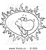 Vector of a Cartoon Happy Sun - Outlined Coloring Page by Toonaday