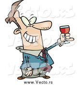 Vector of a Cartoon Happy White Businessman Toasting by Toonaday