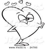 Vector of a Cartoon Heart Puckered for a Kiss - Outlined Coloring Page by Toonaday
