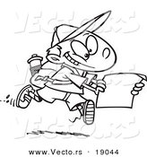 Vector of a Cartoon Hiking Boy Using a Map - Outlined Coloring Page by Toonaday