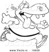 Vector of a Cartoon Hippo Running - Outlined Coloring Page by Toonaday