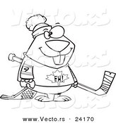 Vector of a Cartoon Hockey Beaver - Coloring Page Outline by Toonaday