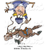 Vector of a Cartoon Horse Throwing a off a Rider by Toonaday