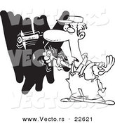 Vector of a Cartoon House Painter Painting a Wall - Coloring Page Outline by Toonaday