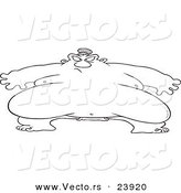 Vector of a Cartoon Huge Sumo Wrestler - Coloring Page Outline by Toonaday