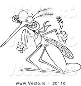 Vector of a Cartoon Hungry Mosquito - Outlined Coloring Page by Toonaday