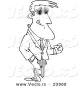 Vector of a Cartoon Hunky Businessman - Coloring Page Outline by Toonaday