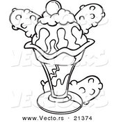 Vector of a Cartoon Ice Cream Sundae - Outlined Coloring Page by Toonaday