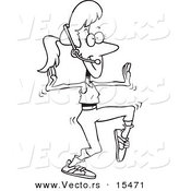 Vector of a Cartoon Jazzercise Instructor - Coloring Page Outline by Toonaday