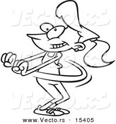 Vector of a Cartoon Jazzercise Woman Dancing - Coloring Page Outline by Toonaday