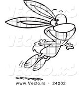 Vector of a Cartoon Jumping Plaid Easter Bunny - 1 - Coloring Page Outline by Toonaday