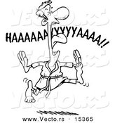 Vector of a Cartoon Karate Man Screaming and Jumping - Coloring Page Outline by Toonaday