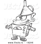 Vector of a Cartoon Kid Dressed As a Robot - Outlined Coloring Page by Toonaday