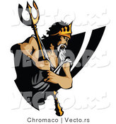 Vector of a Cartoon King Titan with Trident by Chromaco