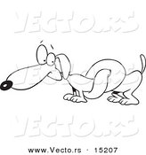 Vector of a Cartoon Knotted Wiener Dog - Coloring Page Outline by Toonaday