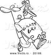 Vector of a Cartoon Landscaper Carrying a Bag of Fertilizer - Outlined Coloring Page by Toonaday