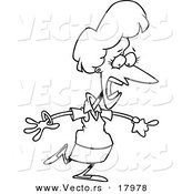 Vector of a Cartoon Late Businesswoman - Outlined Coloring Page by Toonaday