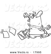 Vector of a Cartoon Lax Businessman Dropping Confidential Paperwork - Outlined Coloring Page by Toonaday