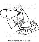 Vector of a Cartoon Legal Beagle Attorney Lawyer Dog Holding a Document - Outlined Coloring Page by Toonaday
