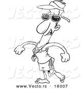 Vector of a Cartoon Lifeguard Walking - Outlined Coloring Page by Toonaday