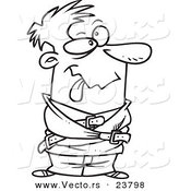 Vector of a Cartoon Looney Guy in a Straight Jacket - Coloring Page Outline by Toonaday