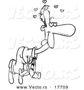 Vector of a Cartoon Love Sick Businessman Floating - Coloring Page Outline by Toonaday