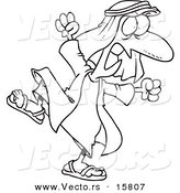 Vector of a Cartoon Mad Arab - Outlined Coloring Page Drawing by Toonaday