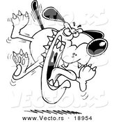 Vector of a Cartoon Mad Attacking Dog - Outlined Coloring Page by Toonaday