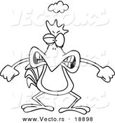 Vector of a Cartoon Mad Chicken - Outlined Coloring Page by Toonaday
