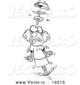 Vector of a Cartoon Mad Girl Blowing a Gasket - Outlined Coloring Page Drawing by Toonaday