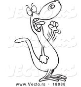Vector of a Cartoon Mad Lizard Waving His Fist - Outlined Coloring Page by Toonaday