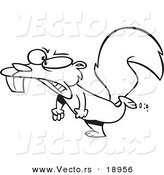 Vector of a Cartoon Mad Squirrel Stomping - Outlined Coloring Page by Toonaday