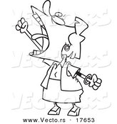 Vector of a Cartoon Mad Woman Ranting - Coloring Page Outline by Toonaday
