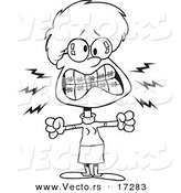 Vector of a Cartoon Mad Woman with Braces - Coloring Page Outline by Toonaday