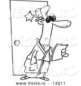 Vector of a Cartoon Male Actor Reading a Letter Outside His Dressing Room - Coloring Page Outline by Toonaday