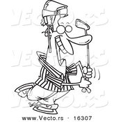 Vector of a Cartoon Male Golfer Referee Wearing a Helmet - Outlined Coloring Page Drawing by Toonaday