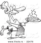 Vector of a Cartoon Man Baking Cookies - Coloring Page Outline by Toonaday