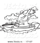 Vector of a Cartoon Man Boating - Coloring Page Outline by Toonaday